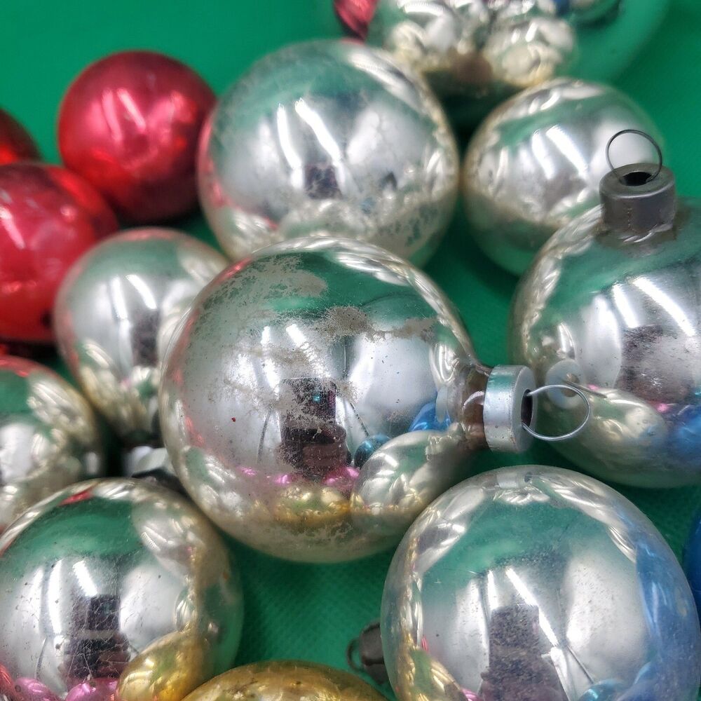 Lot of 59 Vintage Shiny Metallic Christmas Ornaments All Size/Color Made In USA - Picture 5 of 15